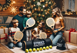 Here is a festive image of a family gathered around Street Racket equipment near a decorated Christmas tree, capturing holiday cheer and family joy. Let me know if you’d like further adjustments!